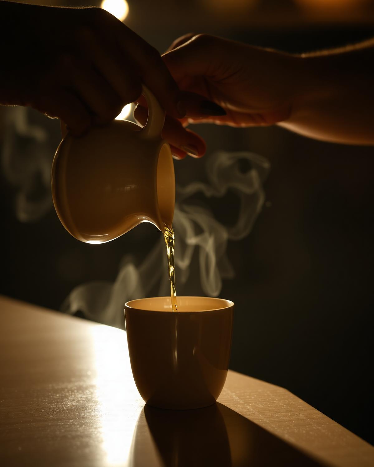 Ceylon tea being poured